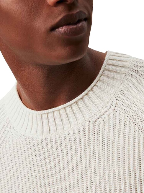 CK JEANS Gerippter Rundhalspullover Elfenbein - Herrenpullover