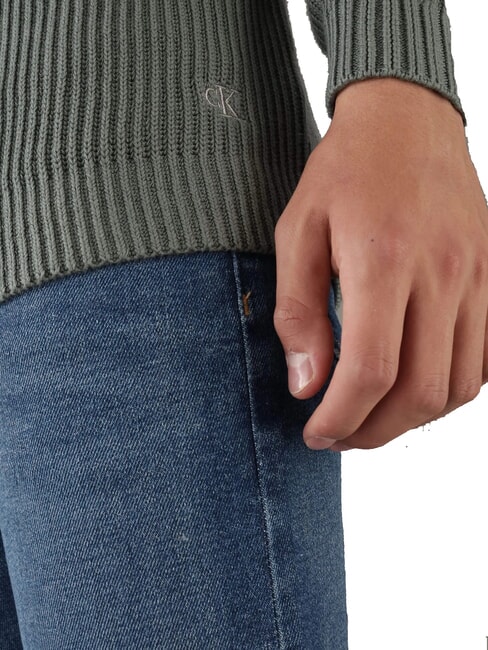 CK JEANS Gerippter Rundhalspullover endloses Grau - Herrenpullover
