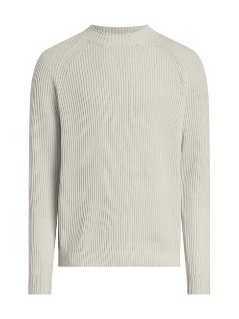 CK JEANS Gerippter Rundhalspullover Elfenbein - Herrenpullover