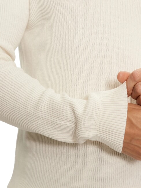 CK JEANS Gerippter Rundhalspullover Elfenbein - Herrenpullover