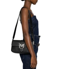 PINKO LOVE ONE CLASSIC SLOUCHY Umhängetasche aus Leder schwarze Limousine - mattsilber - Damentaschen - 4