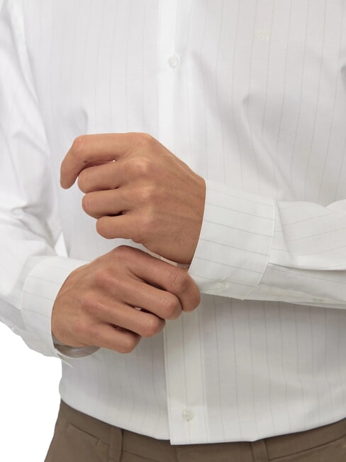 CK Slim Fit gestreiftes Langarmhemd strahlendes Weiß - Herrenhemden