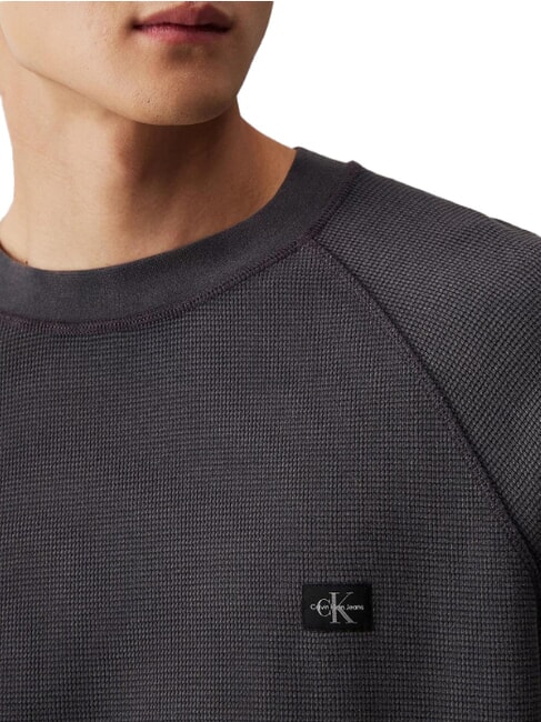 CK JEANS Langarm-T-Shirt mit Waffelmuster Ebenholz - Herren-T-Shirts