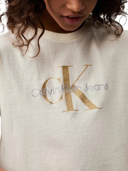 CK KIDS Kurzarm-T-Shirt mit Glitzer-Logo Nachgl&uuml;hen - Kinder-T-Shirt