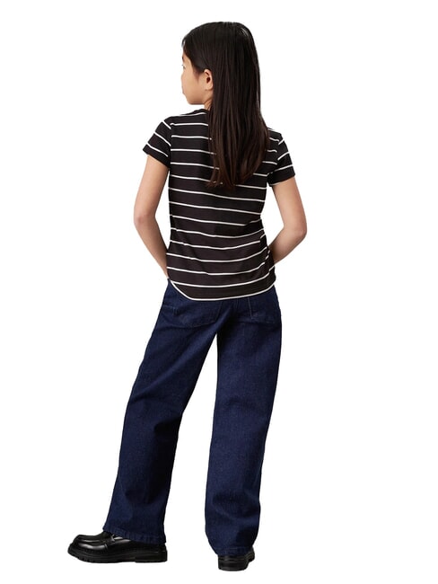 CK KIDS Gestreiftes Kurzarm-T-Shirt schwarzer Streifen / Elfenbein - Kinder-T-Shirt