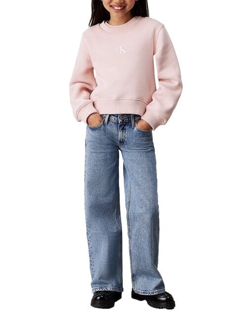 CK KIDS Relaxed Fit Jeans mit weitem Bein für Mädchen Salz und Pfeffer blau - Kinderhosen