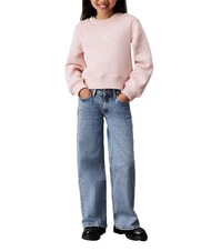 CALVIN KLEIN CK KIDS Relaxed Fit Jeans mit weitem Bein für Mädchen Salz und Pfeffer blau - Kinderhosen - 4