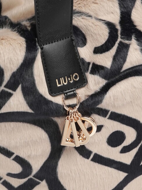 VERRY Große Hobo-Tasche aus Plüsch neutral/schwarz - Damentaschen