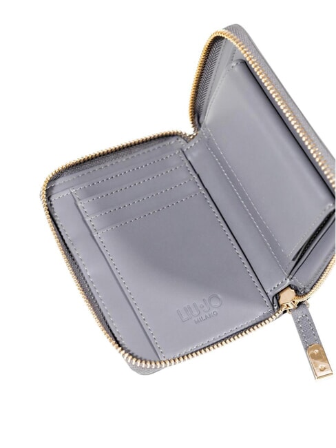 CALIWEN Mittelgroße Saffiano-Geldbörse mit Rundum-Reißverschluss Anthrazit - Brieftaschen Damen