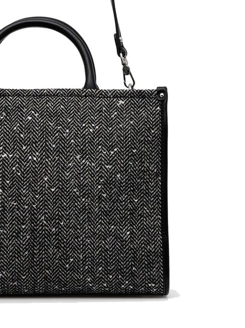 RIDHI Große Einkaufstasche mit Fischgrätenmuster SCHWARZ - Damentaschen