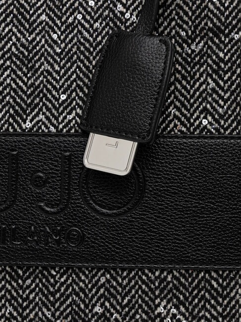 RIDHI Große Einkaufstasche mit Fischgrätenmuster SCHWARZ - Damentaschen