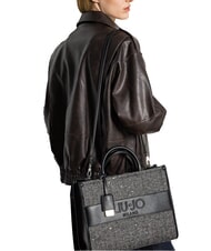 LIUJO RIDHI Große Einkaufstasche mit Fischgrätenmuster SCHWARZ - Damentaschen - 5