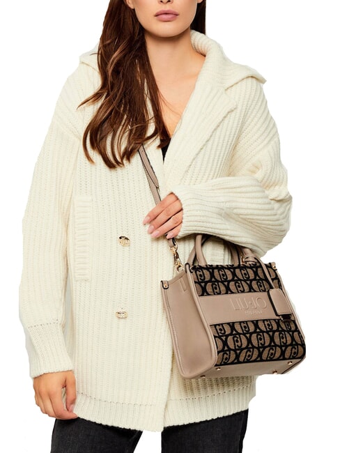 RIDHI Stoff-Tragetasche mit Schultergurt SCHWARZ - Damentaschen