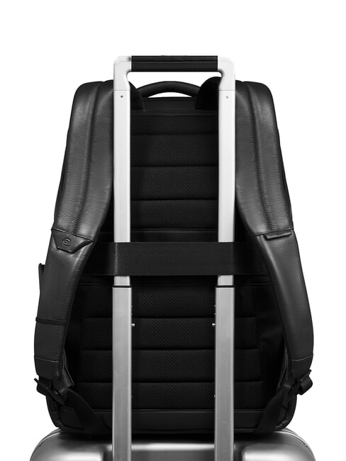 RUSSEL Lederrucksack f&uuml;r 15,6"-Laptop Schwarz - PC-Rucks&auml;cke