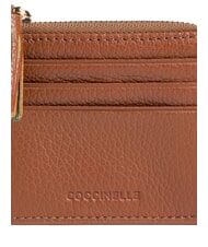 COCCINELLE TASSEL Kartenetui mit Reißverschluss aus gehämmertem Leder Cognac - Brieftaschen Damen - 3