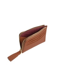 COCCINELLE TASSEL Kartenetui mit Reißverschluss aus gehämmertem Leder Cognac - Brieftaschen Damen - 4