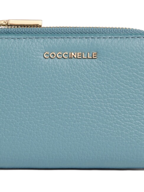 METALLIC SOFT Kleine Geldbörse aus Leder arktisches Blau - Brieftaschen Damen