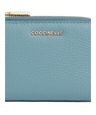 COCCINELLE METALLIC SOFT Kleine Geldbörse aus Leder arktisches Blau - Brieftaschen Damen - 3