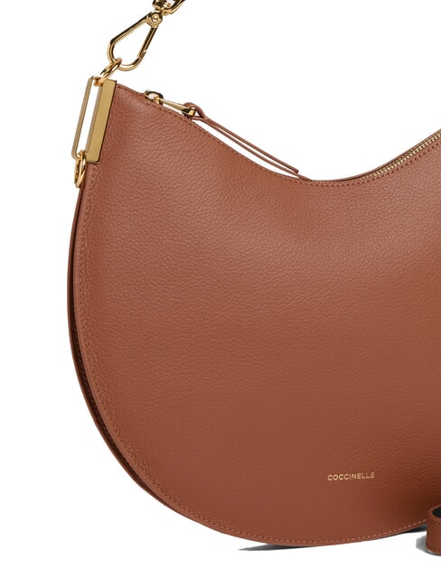 SUNUP Mittelgroße Umhängetasche aus Leder Cognac/Schwarz - Damentaschen