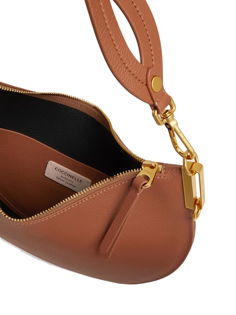 SUNUP Mittelgroße Umhängetasche aus Leder Cognac/Schwarz - Damentaschen