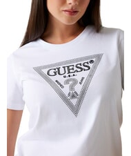 GUESS SS CN KRYSTAL TRIANGLE Kurzarm-T-Shirt mit Nieten und Strass purwei&szlig; - T-Shirts und Tops f&uuml;r Damen - 3