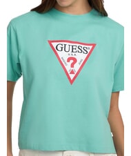 GUESS JEANS SS CN BOXY ICONIC  Baumwoll-T-Shirt Bucht Lagune - T-Shirts und Tops für Damen - 3