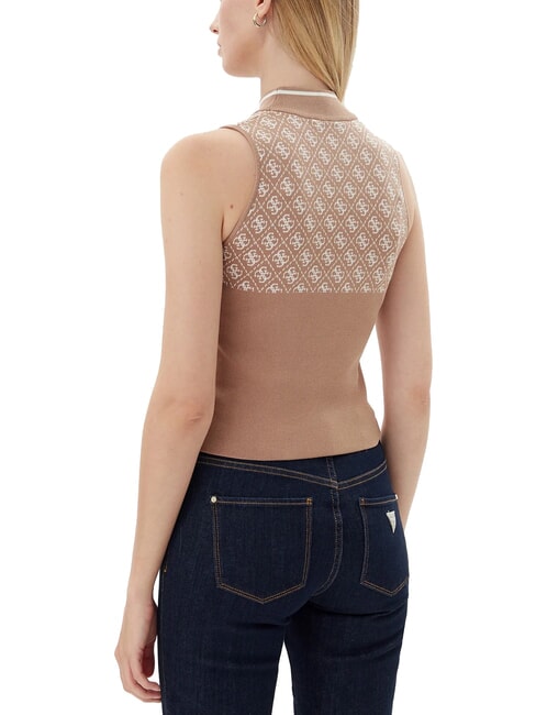 RN LISE 4G Tanktop mit Stehkragen nasser Sand und Creme c - T-Shirts und Tops für Damen