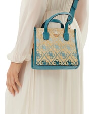 GUESS SILVANA Mini Handtasche, mit Schultergurt blaugrünes Logo - Damentaschen - 4