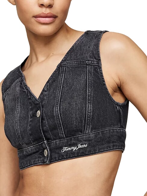 TH JEANS Jeanstop schwarzer Denim - T-Shirts und Tops für Damen