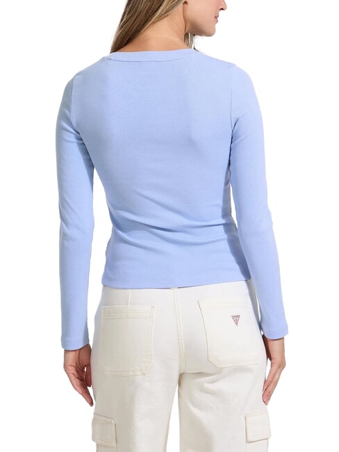 EMBRO Langärmliges geripptes T-Shirt frisches Zendy-Blau - T-Shirts und Tops für Damen