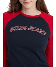 GUESS JEANS RAGLAN BLOCK Langarm-T-Shirt mit Aufdruck gewagtes Ozean-Multi - T-Shirts und Tops für Damen - 3