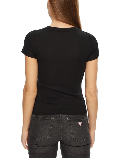 EMBRO SLIM Geripptes Kurzarm-T-Shirt jetbla - T-Shirts und Tops für Damen