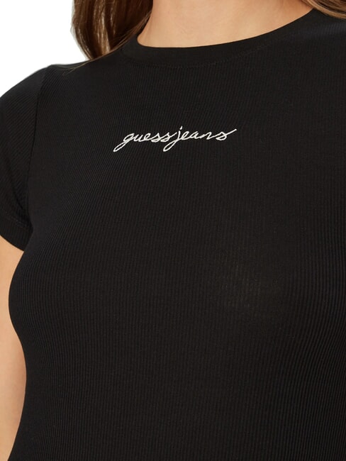 EMBRO SLIM Geripptes Kurzarm-T-Shirt jetbla - T-Shirts und Tops für Damen