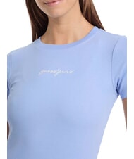 GUESS JEANS EMBRO SLIM Geripptes Kurzarm-T-Shirt frisches Zendy-Blau - T-Shirts und Tops für Damen - 3