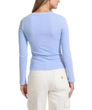 GUESS JEANS EMBRO Lang&auml;rmliges geripptes T-Shirt frisches Zendy-Blau - T-Shirts und Tops f&uuml;r Damen - 2