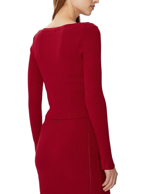 KATELYN Gerippter Cardigan mit Schmuckknöpfen Sirenenrot - Damenpullover