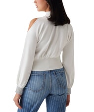 GUESS BLING Rollkragenpullover mit ausgeschnittenen Strass-Bündchen - Damenpullover