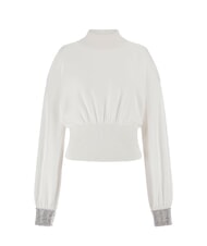 GUESS BLING Rollkragenpullover mit ausgeschnittenen Strass-B&uuml;ndchen dovwhi - Damenpullover - 4