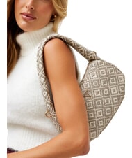 GUESS RIANEE Mini-Hobo-Tasche aus Webstoff Taupe - Damentaschen - 5