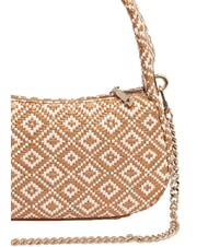 GUESS RIANEE Mini-Hobo-Tasche aus Webstoff COGNAC - Damentaschen - 3