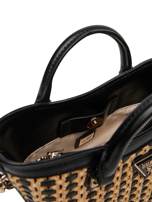 ATALIA Kleine Handtasche mit Schultergurt natur / schwarz - Damentaschen