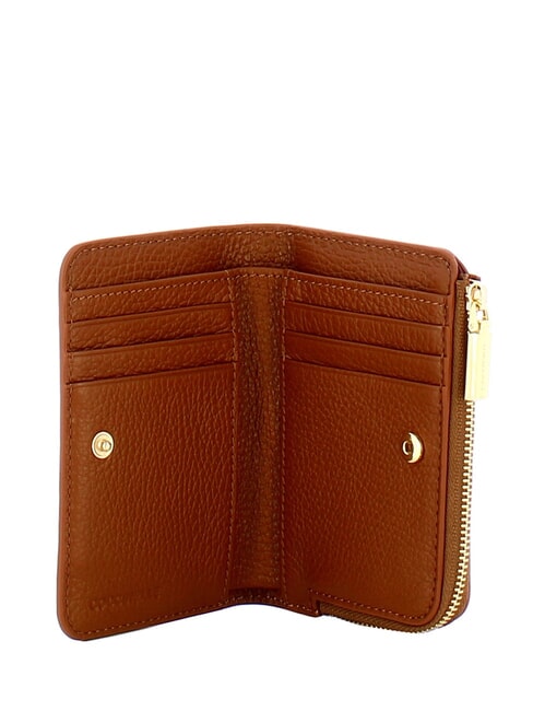 METALLIC SOFT Kleine Geldb&ouml;rse aus Leder Cognac - Brieftaschen Damen