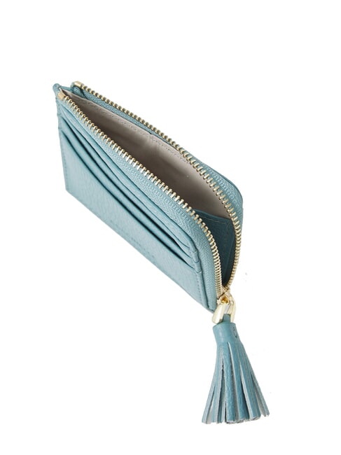 TASSEL Kartenetui mit Reißverschluss aus gehämmertem Leder arktisches Blau - Brieftaschen Damen
