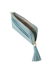 COCCINELLE TASSEL Kartenetui mit Reißverschluss aus gehämmertem Leder arktisches Blau - Brieftaschen Damen - 3