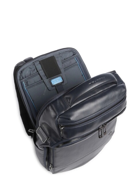 W136 14" Laptop-Rucksack aus Leder Blau - PC-Rucksäcke