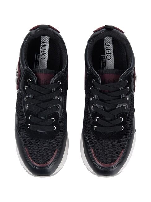 MAXI WONDER 01 Sneakers aus Leder und Mesh schwarz/karminrot - Damenschuhe