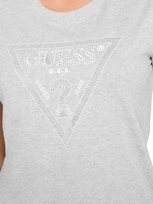 SS CN KRYSTAL TRIANGLE Kurzarm-T-Shirt mit Nieten und Strass hellmeliert grau m - T-Shirts und Tops für Damen