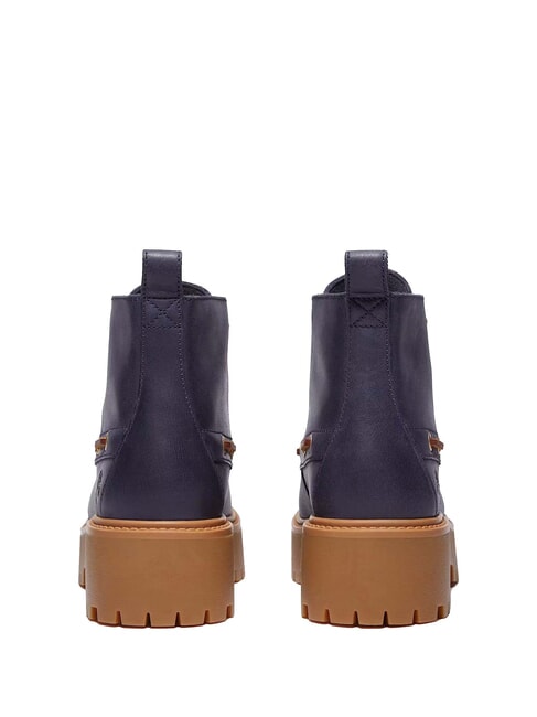 STONE STREET  Lederstiefeletten mit Keilabsatz dunkelblaues Vollnarbenleder - Damenschuhe