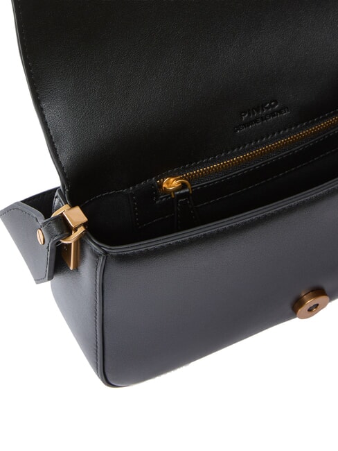 LOVE ONE SLOUCHY Mini-Umhängetasche aus Leder schwarz-antikgold - Damentaschen