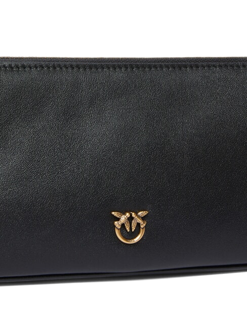 HALF MOON Kleine Umhängetasche aus Leder schwarz-antikgold - Damentaschen